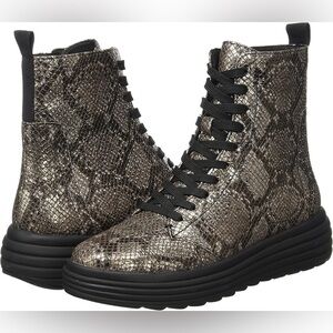 GEOX Genuine Leather Water Repellent PHAOLAE Lace up Boots-sz 7US Snake Embossed